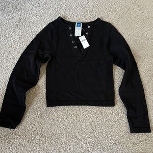 Old Navy Black Long Sleeve Crop Top